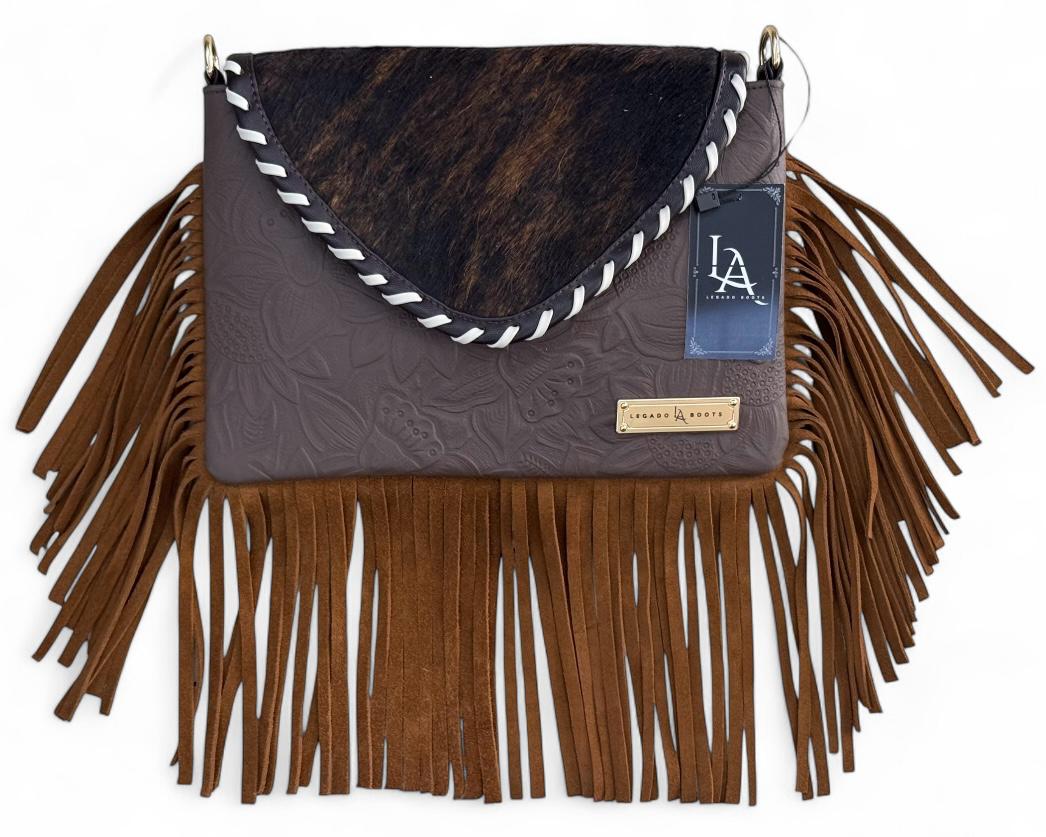 BOLSA CARTERÓN PELO DE VACA CAFÉ